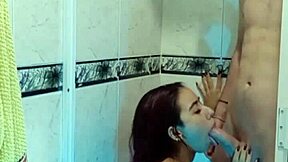 Stepsister gets taken right by the shower while parents are out