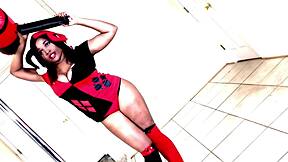 oh man nina rivera as harley quinn sloppily deepthroats my monster cock for halloween ugh!