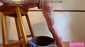 crazy kinky husband writes on bound blindfolded wife's big ass during rough bdsm party!