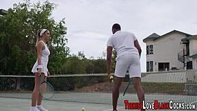 Busty hottie sucks then rides massive bbc