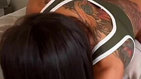 petite 18+ tattooed latina gives sloppy rimjob deepthroat then takes hardest anal pound