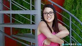 Daisy Haze's cute brunette teen lips crave that deep emotional blowjob rush