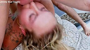 beautiful tattooed milf ali rose chokes on six huge cocks in wild bukkake orgy