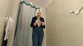 spy cam catches naked girl trying panties in locker room 😏👙