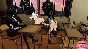 three sexy girls' feet dominate you hard in vrchat