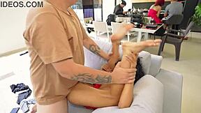 petite latina sneaks couch fuck doggy cowgirl cum 😍🔥💦