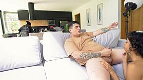 petite latina sneaks couch fuck doggy cowgirl cum 😍🔥💦