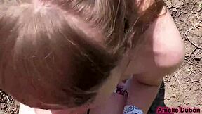 i suck stranger's huge cock outside cum mouth swallow public