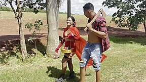 Little red riding hood meets woodsman for deep forest fuck??