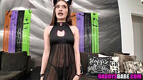 Stepdad fucks stepdaughter on Halloween, so taboo!