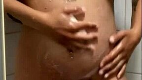 caught peeking at stepsis shower? she rubs her wet pussy for you pov 😏🚿💦