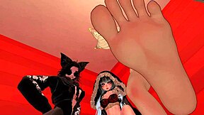 three sexy girls' feet dominate you hard in vrchat