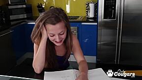 MARISSA MAE GAGS on STEP DADDY COCK Swallowing Deep Cumshot