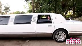 lesbian nina teases perfect body and tits in limo ride 🔥🍑