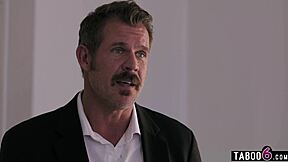 Babysitter teen crosses line bent over for husband's petite pounding?