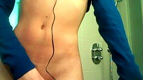 cute teen undresses nude in bath TUB casual splash