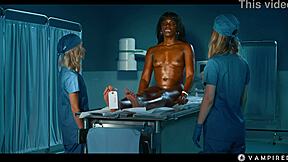 Ebony vampire femdom mesmerizes blondes into lesbian slave threesome joi