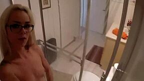 Tiny Elsa Jean fingers her hairy pussy close-up solo