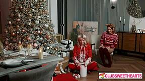 Two Hot Babes Make CHRISTMAS Fun with Wet Licks