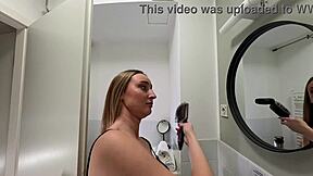 amazing college coed flashes her big ass in bathroom miniskirt