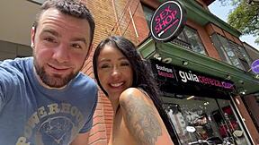 hey petite latina milf grabbed some fun toys at the sex shop now trying anal