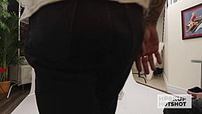 bts cute petite brianna arson dirty talks and begs bryan gozzling to fuck her rough