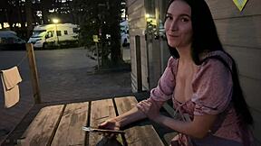 Cheating GF Swallows Cum After Campsite Quickie Doggystyle