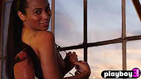 small tits milf poses workout then exposes body