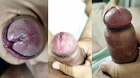 My small foreskin dick cums hard watching girlfriend masturbate her wet pussy