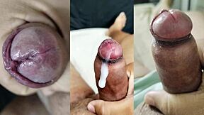 My small foreskin dick cums hard watching girlfriend masturbate her wet pussy