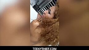 Chocolate Teen Brixley Benz Caught Stealing Gives POV Blowjob Handjob
