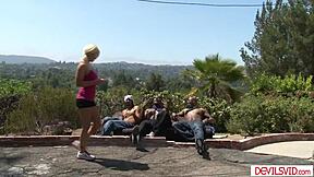blonde teen babe dp'd by three black neighbors' big cocks