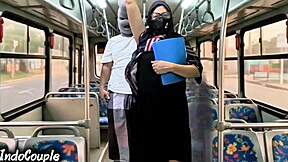 Muslim university wife alone on bus gets panties ripped by stranger's rough pussy fuck on hijab!