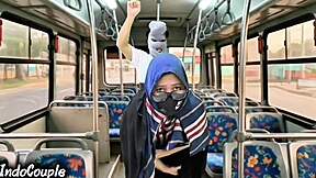 Muslim university wife alone on bus gets panties ripped by stranger's rough pussy fuck on hijab!