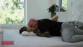 Petite Blonde Tease Drives Stepdad Wild Ripping Clothes for Hard Doggystyle and Creampie