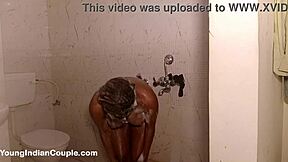 indian college babe dances nude fingering in steamy shower