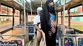 Muslim university wife alone on bus gets panties ripped by stranger's rough pussy fuck on hijab!