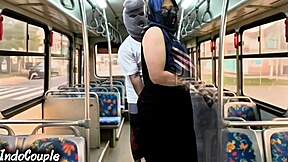 Muslim university wife alone on bus gets panties ripped by stranger's rough pussy fuck on hijab!