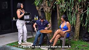 shhh, that sneaky milf lina henao rides big jackson behind her daughter's back in the garden