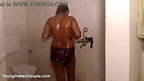 indian college babe dances nude fingering in steamy shower