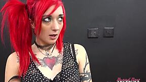 Kinky redhead teen jackie gulps down big cock cum load!