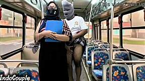 Muslim university wife alone on bus gets panties ripped by stranger's rough pussy fuck on hijab!