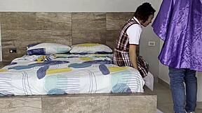 Pervy priest wrecks skinny 18yo student's tight shaved pussy bent over in rough doggystyle