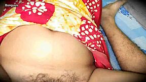 desi stepmom footjobs then rides cock in hairy pussy