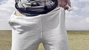 She publicly pisses in forest then wipes her pussy with toilet paper POV