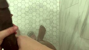 Stepbrother spies on fat ass stepsis showering... she pulls him in wet