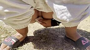 public pissing clips in woods showing used pads up close pov