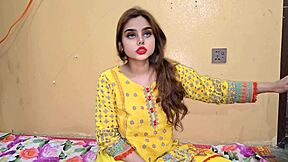 pakistani desi stepmom gives juicy handjob in bedroom closeup