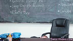 milf teacher slurps college cock and gulps down hot cum