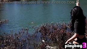 big tits model lana james strips naked elegantly